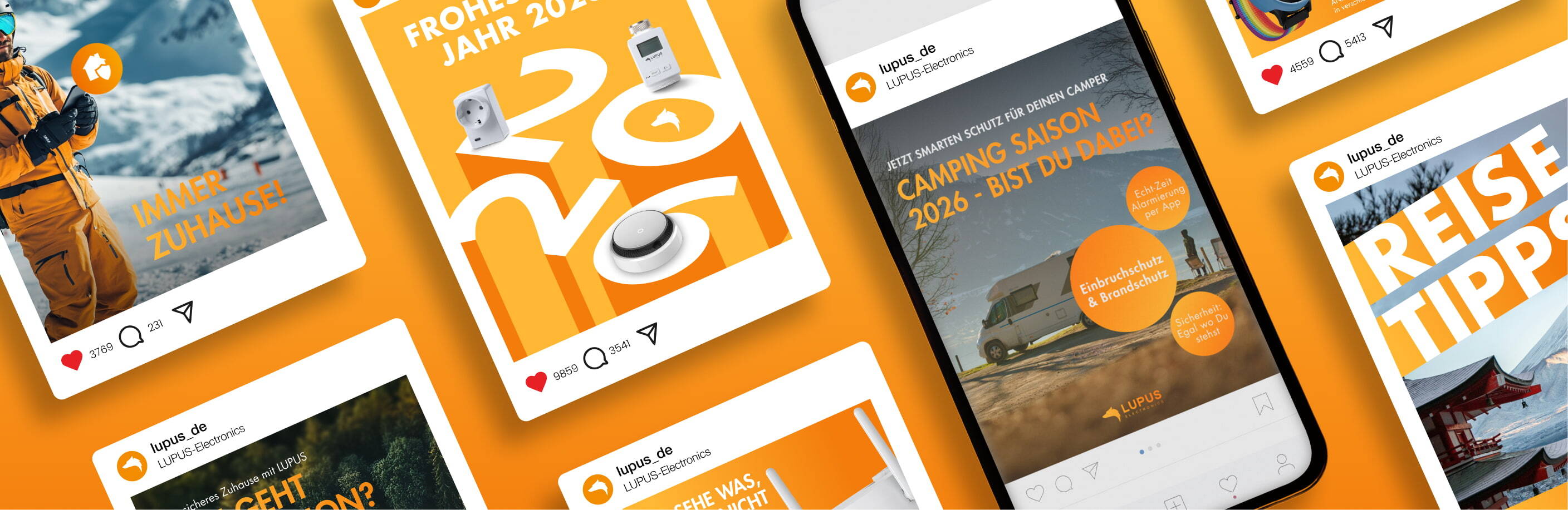 Designbueropersch social media branding Konsistentes Markenbranding und visuelle Markenführung für Lupus auf verschiedenen Social-Media-Plattformen.